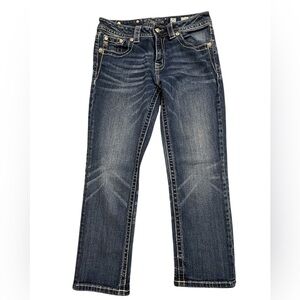 Miss Me Women's Dark Blue Boyfriend Capri Jeans